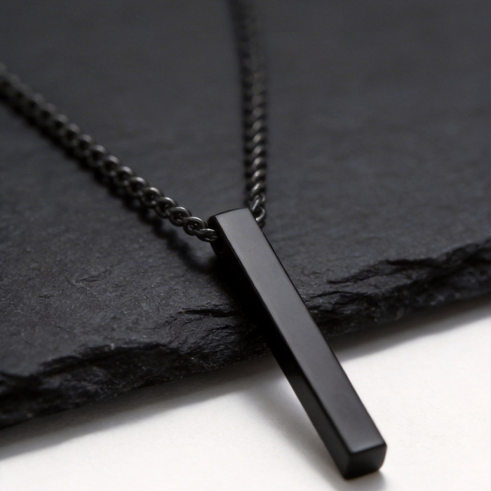 Wholesale Stainless Steel Engraved Vertical Bar Necklace for Men