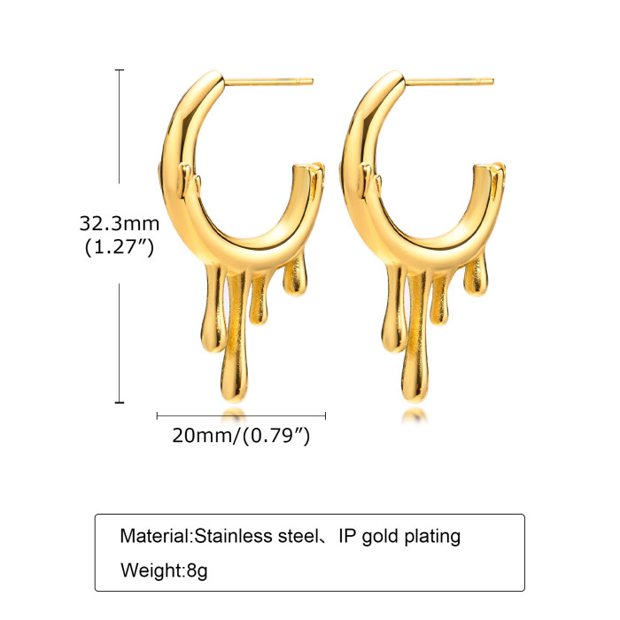 Wholesale Stainless Steel Stunning Drips Chunky Earrings