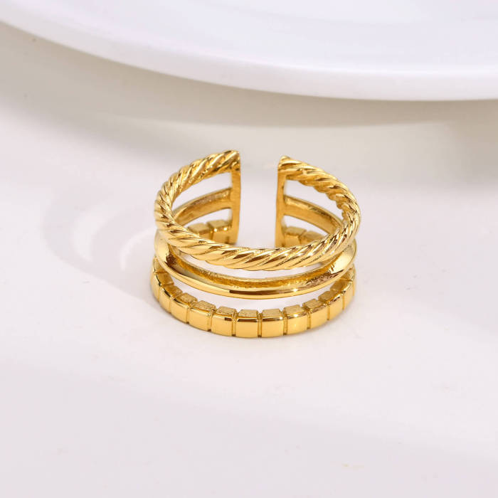 Wholesale Stainless Steel Triple Open Band Ring