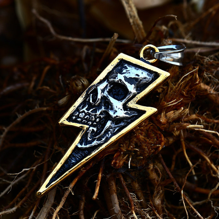 Wholesale Stainless Steel Lightning Skull Pendant