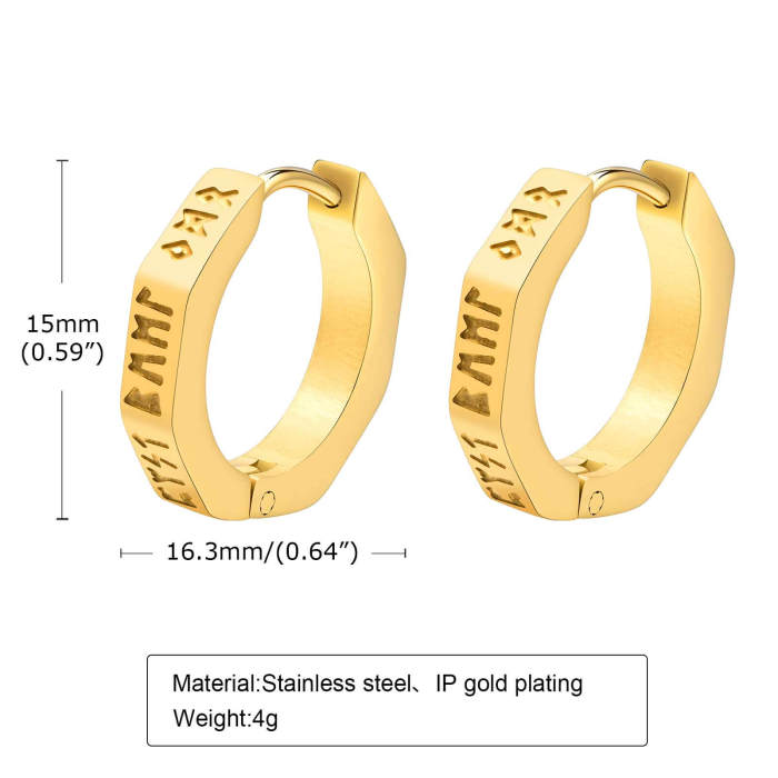 Wholesale Stainless Steel Viking Geometric Huggie Earrings