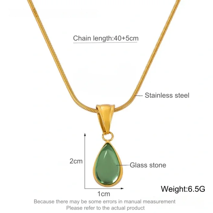 Wholesale Olive Green Blue Drop Pendant Necklace