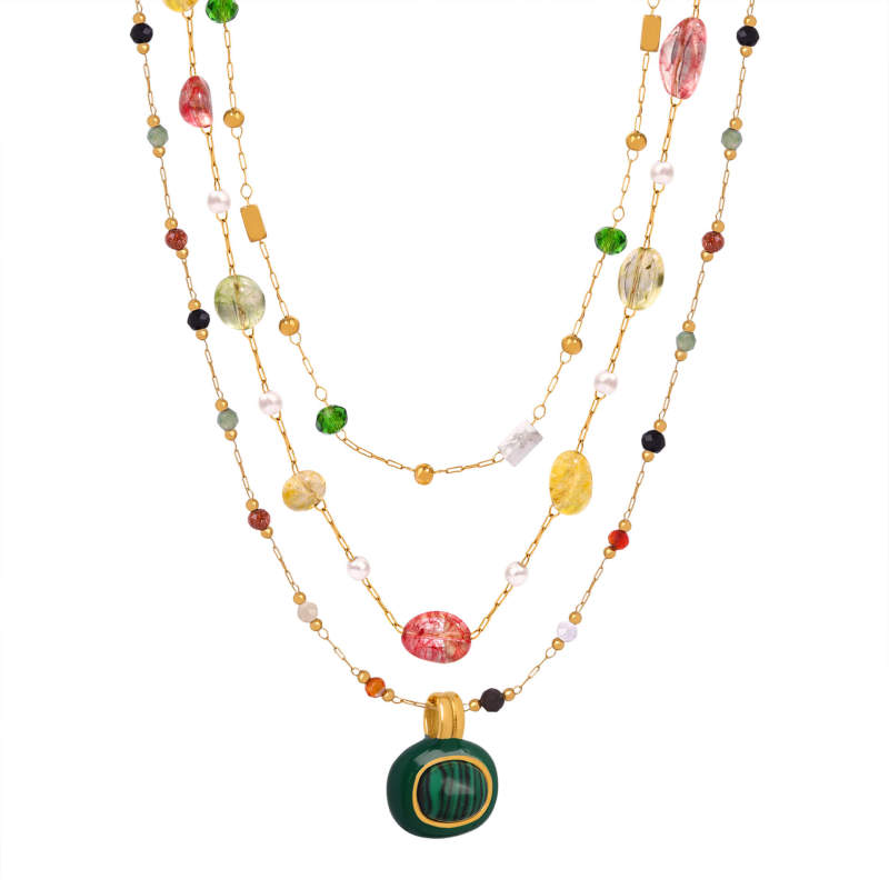 Wholesale Natural Stone Natural Stone Clavicle Malachite Necklace