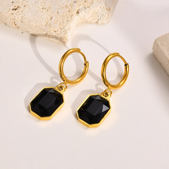 Wholesale Stainless Steel CZ Drop Hoop Earring