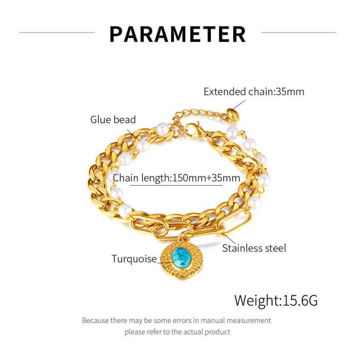 Wholesale Stainless Steel Stacked Pearl Bracelet for Women