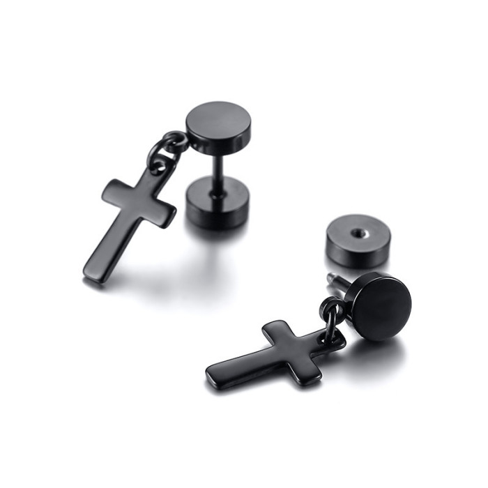 Wholesale Stainless Steel Male Eearring with Cross