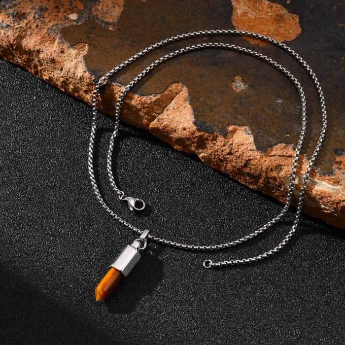 Wholesale Stainless Steel Tiger Eye Agate Pendant