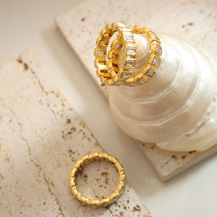 Wholesale Stainless Steel CZ Beaded Band Ring