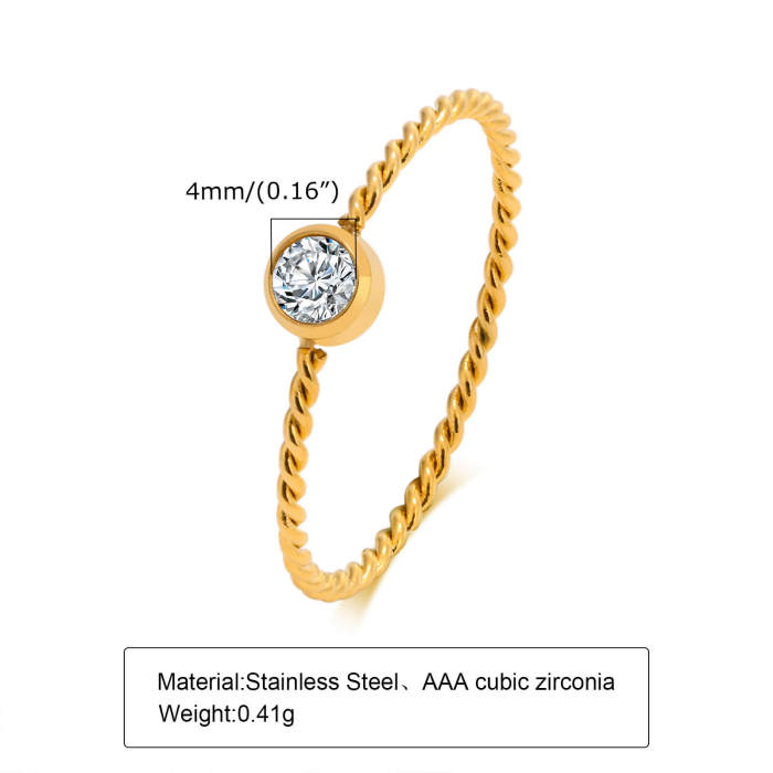 Wholesale Stainless Steel Thin Ring with CZ