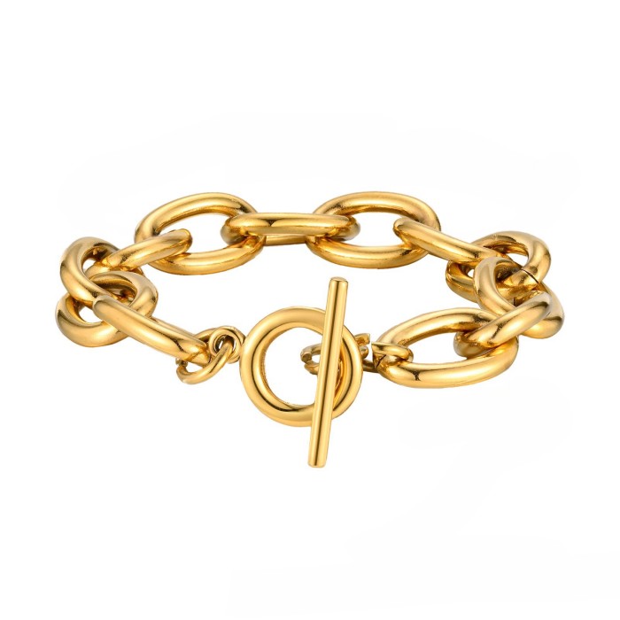 Wholesale Stainless Steel Chunky OT Buckle Bracelet