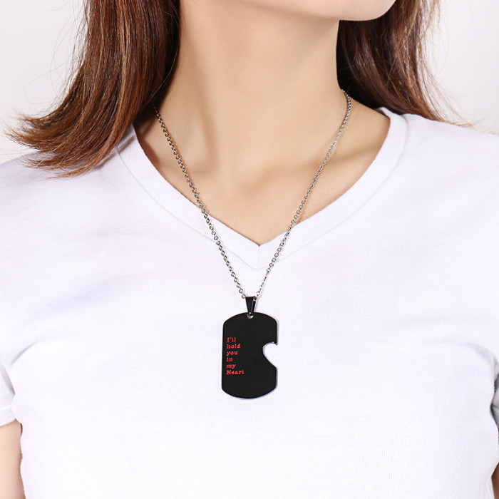 Wholesale Stainless Steel Couple Dog Tag Matching Heart  Pendant
