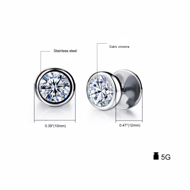 Wholesale Stainless Round Barbell Screw Back Stud Earrings