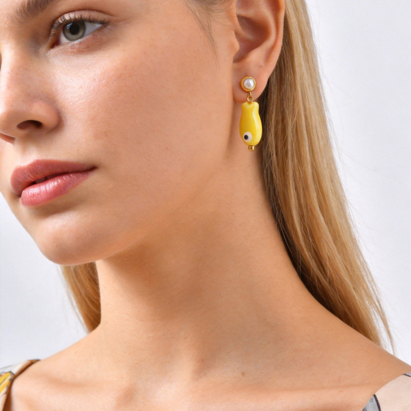 Wholesale Stainless Steel Pearl Stud Fish Earrings