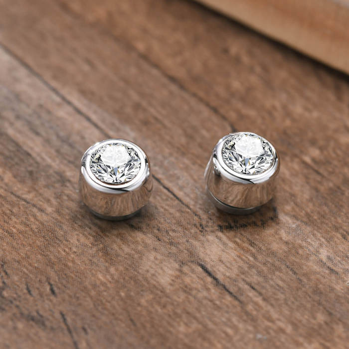 Wholseale Stainless Steel Magnetic Earring Clip With CZ