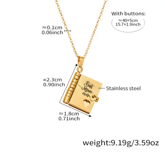 Wholesale Stainless Steel Book Pendant Necklace