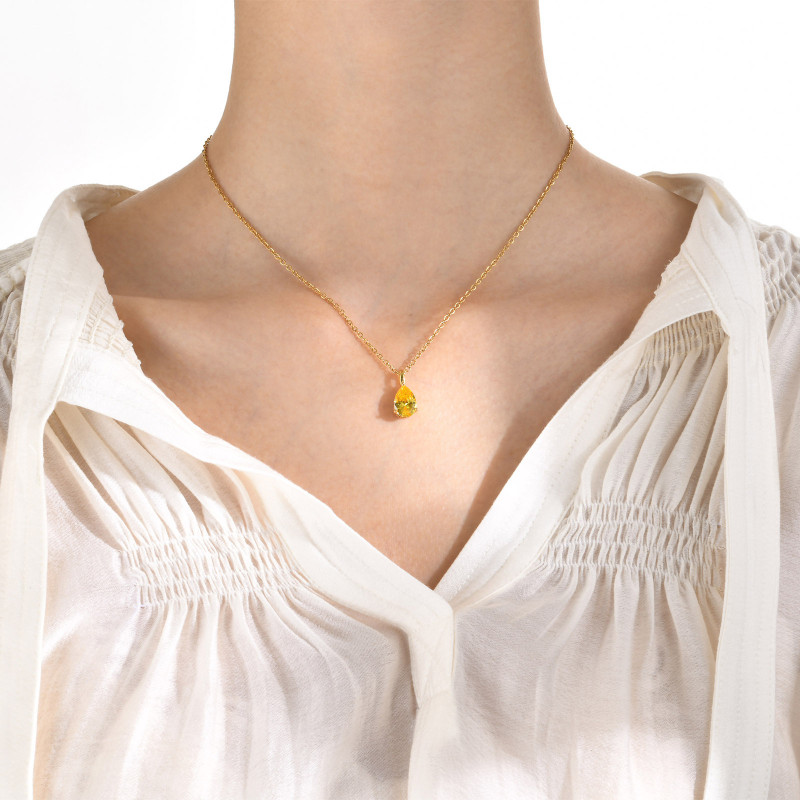 Wholesale Stainless Steel CZ Water Drop Pendant