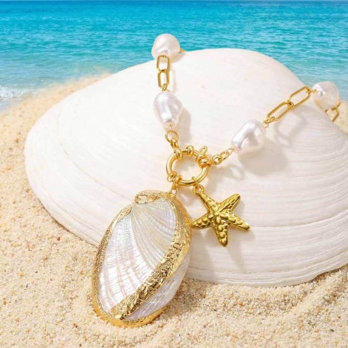 Wholesale Stainless Steel Baroque Pearl Paperclip Chain Necklace