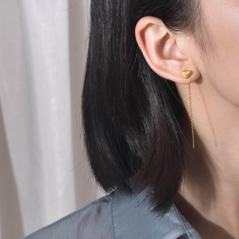 Wholesale Stainless Steel Heart-shaped Tassel Earrings