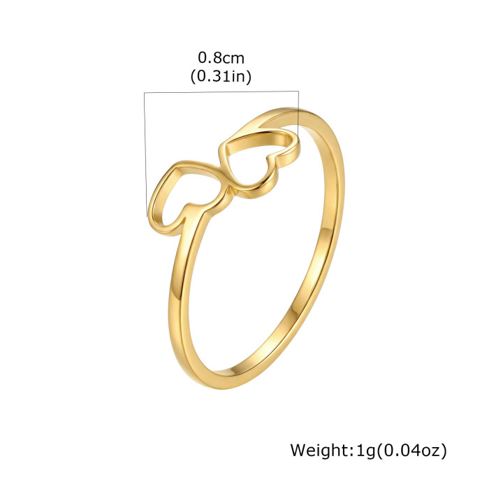 Wholesale Stainless Steel Couple's Double Heart Ring