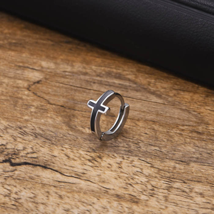 Wholesale Stainless Steel Enamel Cross Hoop Earrings