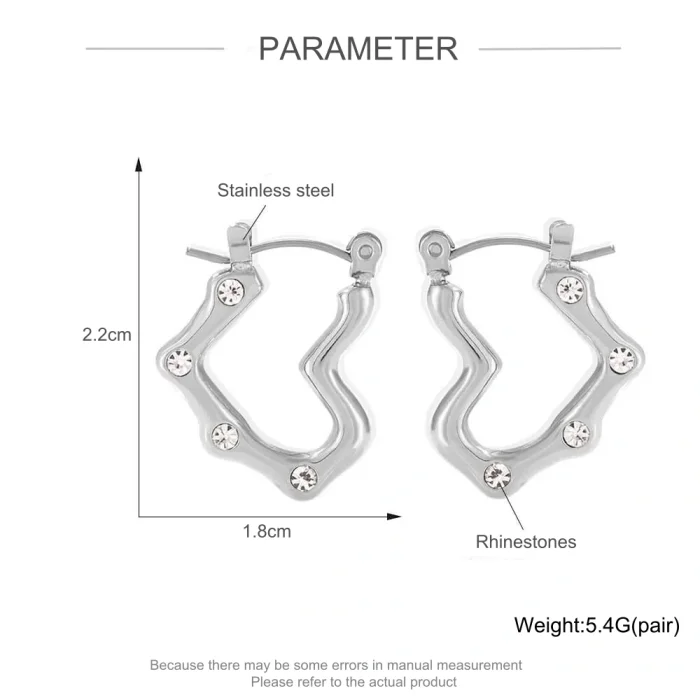 Wholesale Stainless Steel Shiny Open Heart Hoop Earrings