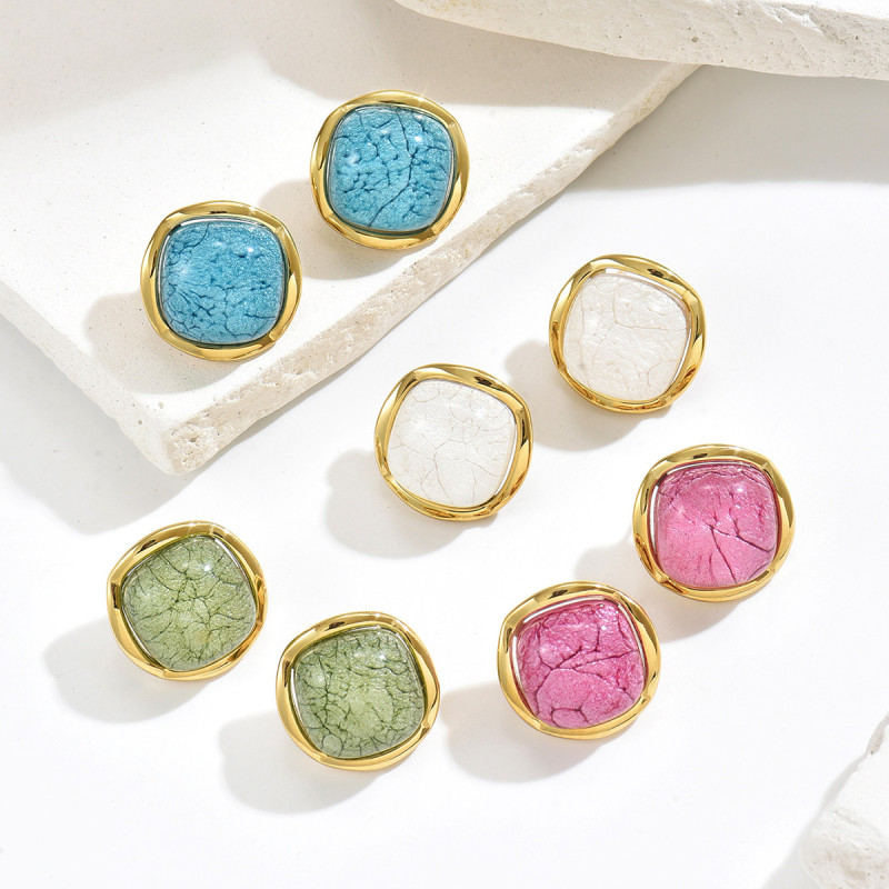 Wholesale Vintage Enamel Square Stud Earrings