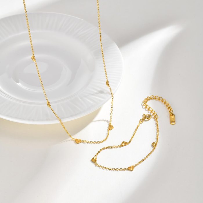 Wholesale Stainless Steel Textured Heart Jewelry Set