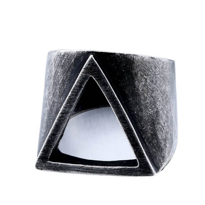 Wholesale Stainless Steel Vintage Brushed Triangle Band Ring