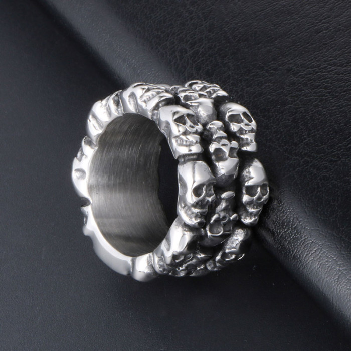 Wholesale Stainless Steel Multiple Skulls Ring