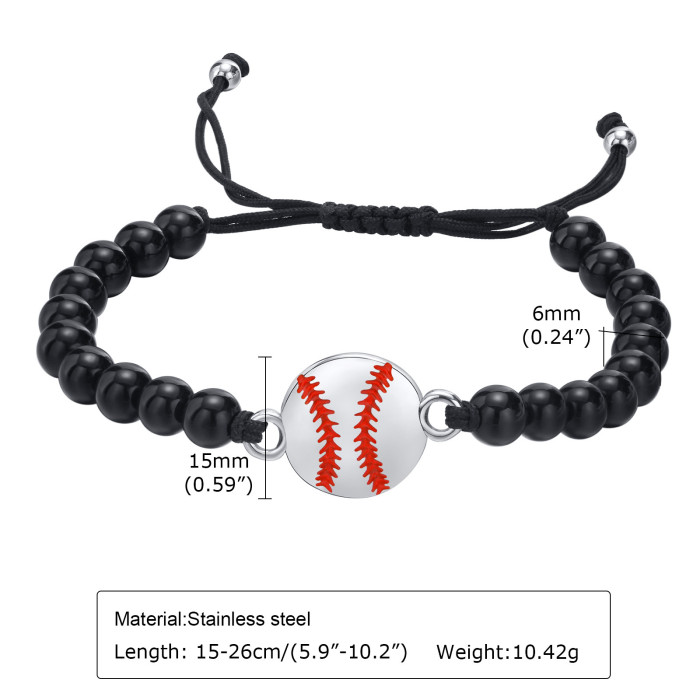 Wholesale Stainless Steel Basketball Agate Beads Bracelet
