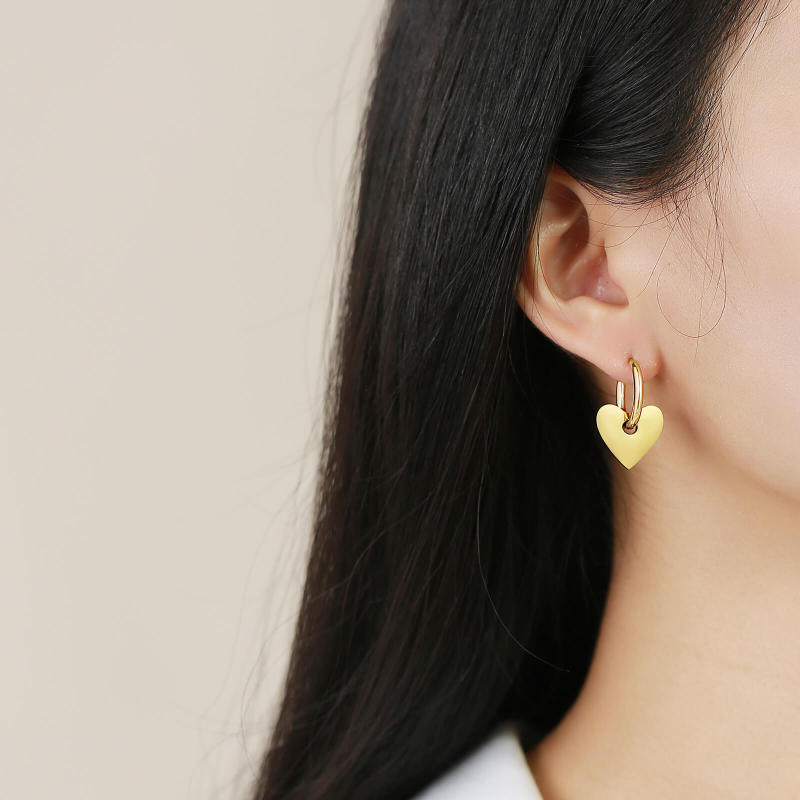 Wholesale Stainless Steel Gold Heart Hoop Earring