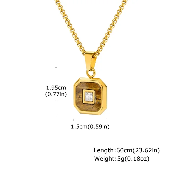 Wholesale Stainless Steel Lapis Lazuli Zircon Pendant