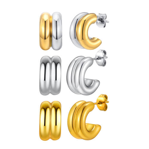 Wholesale Stainless Steel Double Tube Hoop Earrings