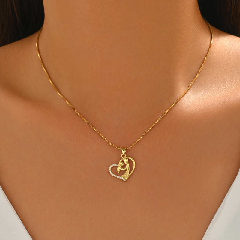 Wholesale Stainless Steel Mother and Child Necklace