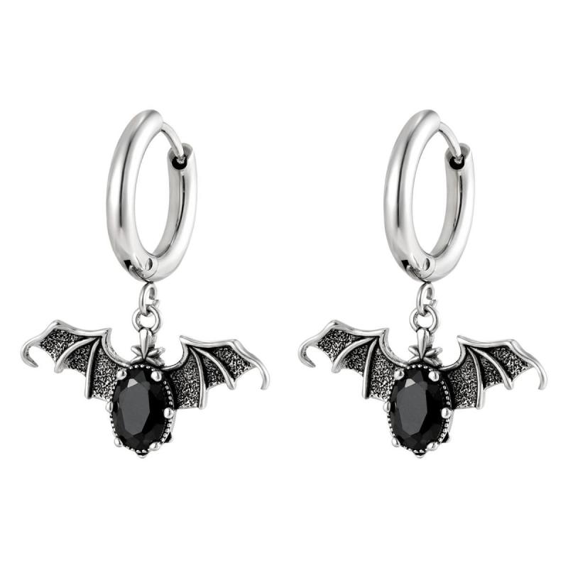 Wholesale Stainless Steel Gothic Bat Huggie Earrings