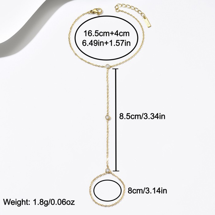 Wholesale Slave Bracelet - Minimalist Triple Zircon Hand Chain