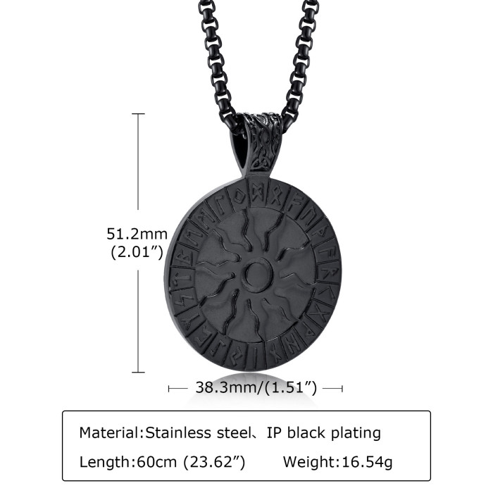 Wholesale Stainless Steel Viking Sun Rune Pendant