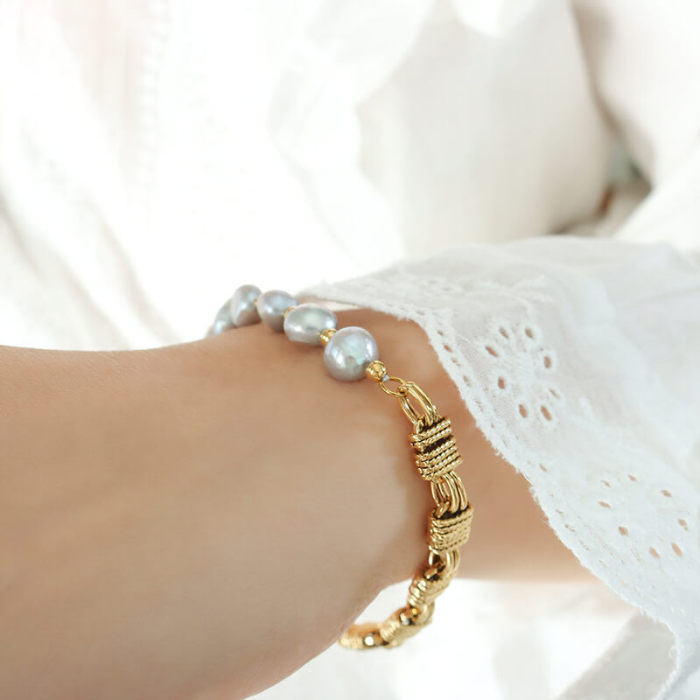 Wholesale Brass Chain and Pearl Bracelet