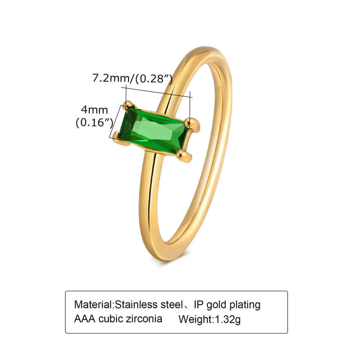 Wholesale Stainless Steel Women Ring with Rectangular CZ