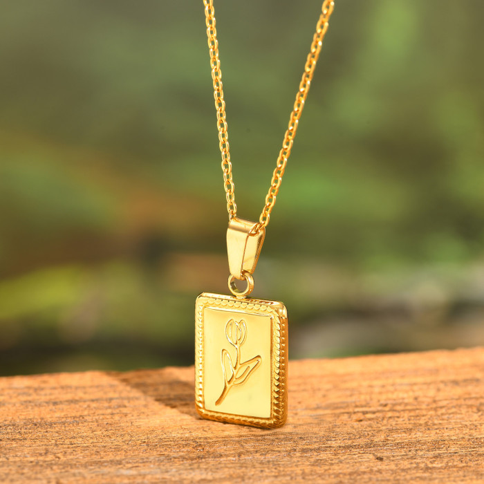 Wholesale Stainless Steel Tulip Square Pendant