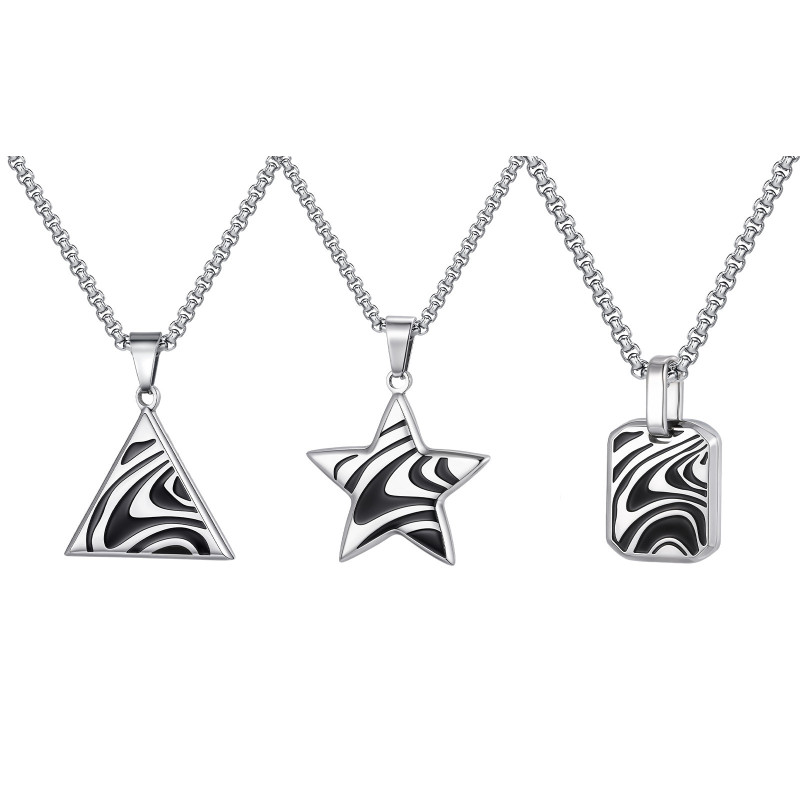 Wholesale Stainless Steel Black Wave Pendant