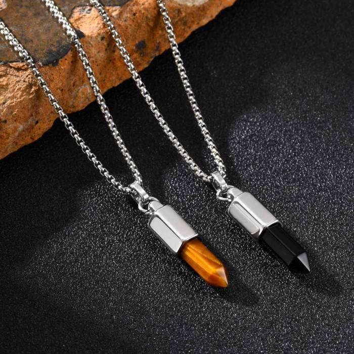Wholesale Stainless Steel Tiger Eye Agate Pendant