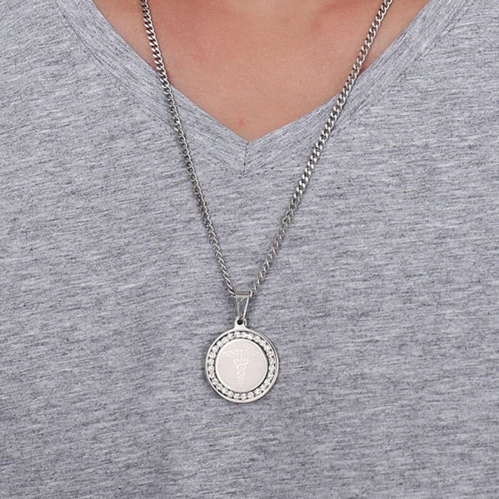 Wholesale Steel Medical Alert Dog Tag With CZ Stones