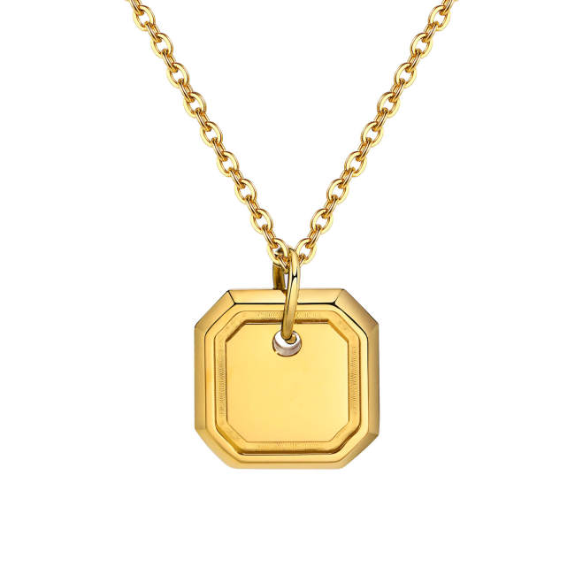 Wholesale Stainless Steel Women Octagonal Pendant Necklace