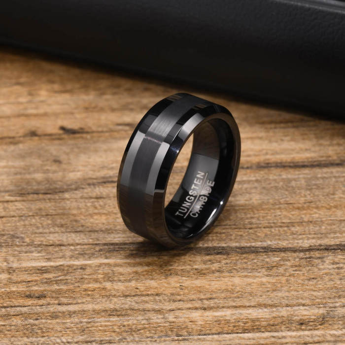 Wholesale Tungsten Men's Black Ring