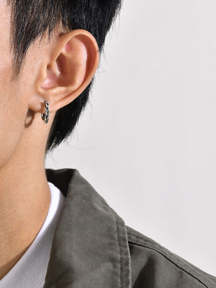 Wholesale Stainless Steel Punk Braided Huggie Earrings