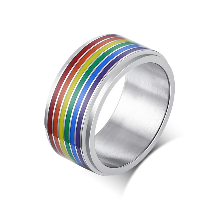Wholesale Stainless Steel Rainbow Spinner Ring