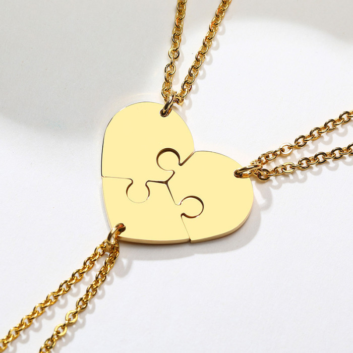 Wholesale Stainless Steel Puzzle Piece Necklace Best Friends