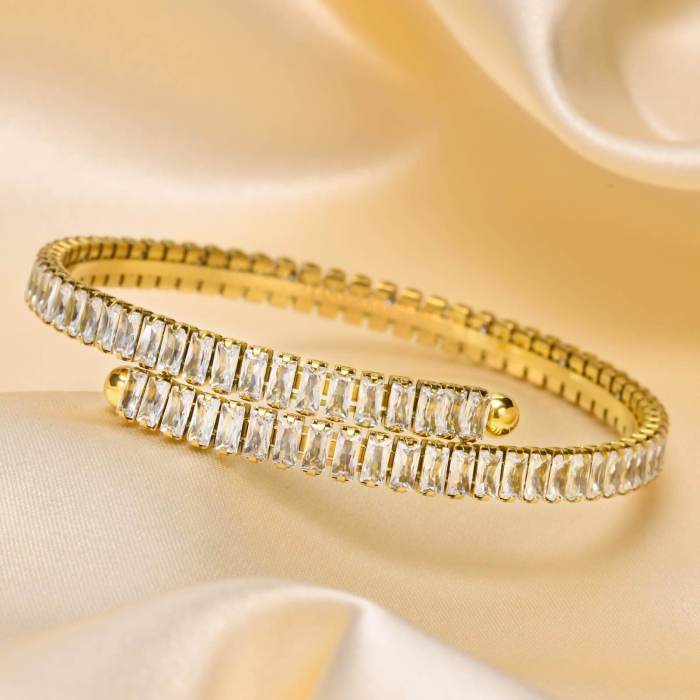 Wholesale Stainless Steel Open Tennis Bangle Bracelet