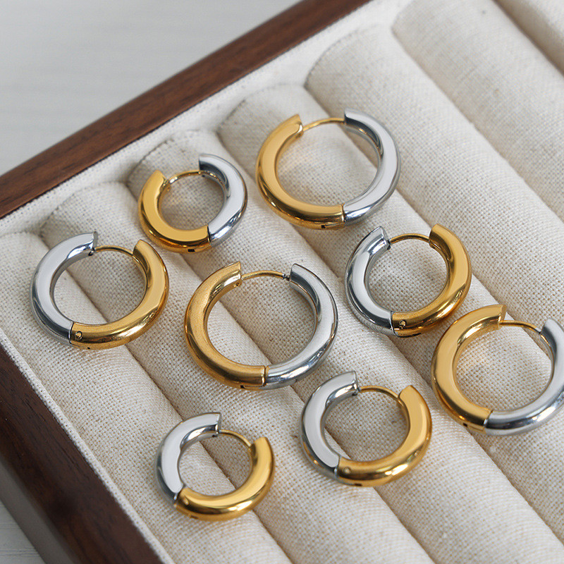 Wholesale Stainless Steel Two Tone Earrings